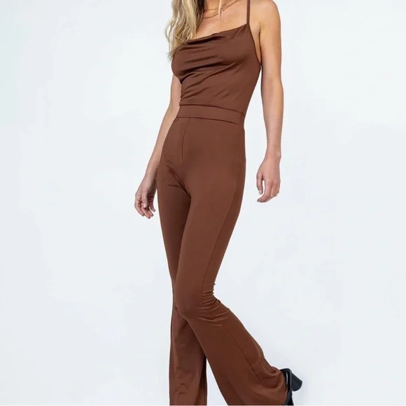 Princess Polly Karla Brown Jumpsuit Size 6 - Picture 3 of 10